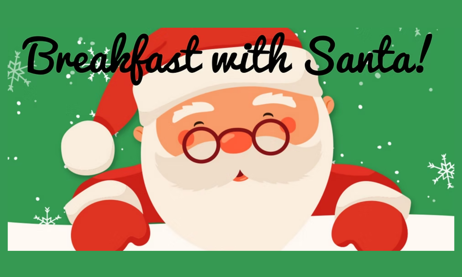 a smiling Santa with wording